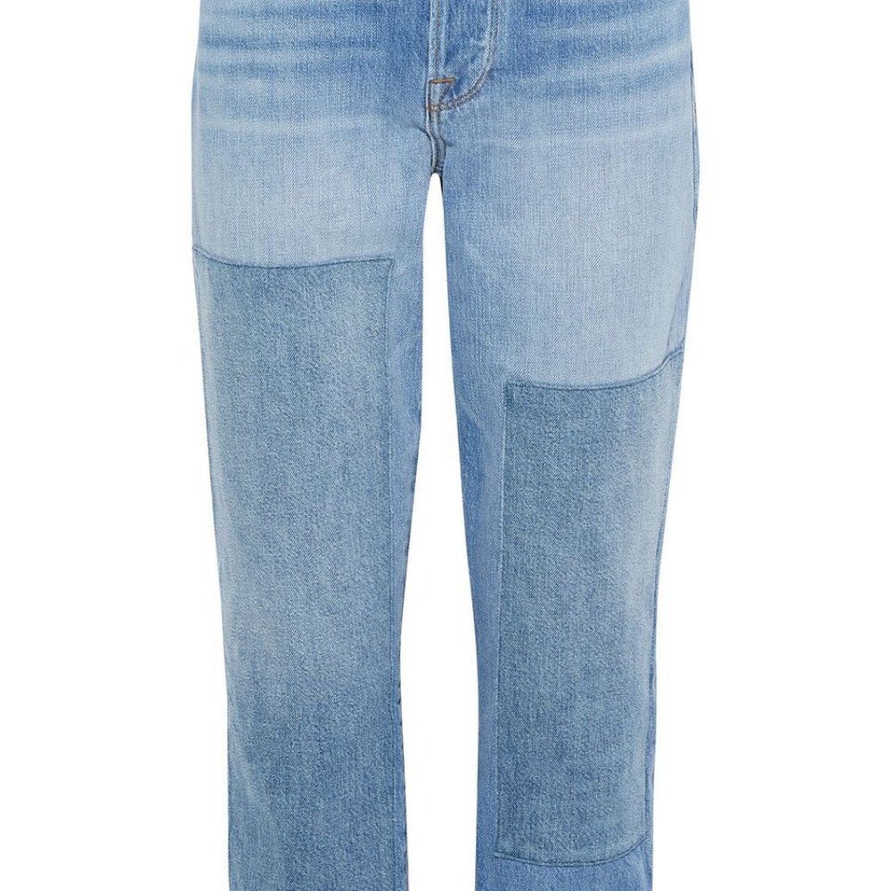Frame Denim Jeans Le Original Cropped Patchwork Boyfriend Size 32 US size 14 - Picture 5 of 16